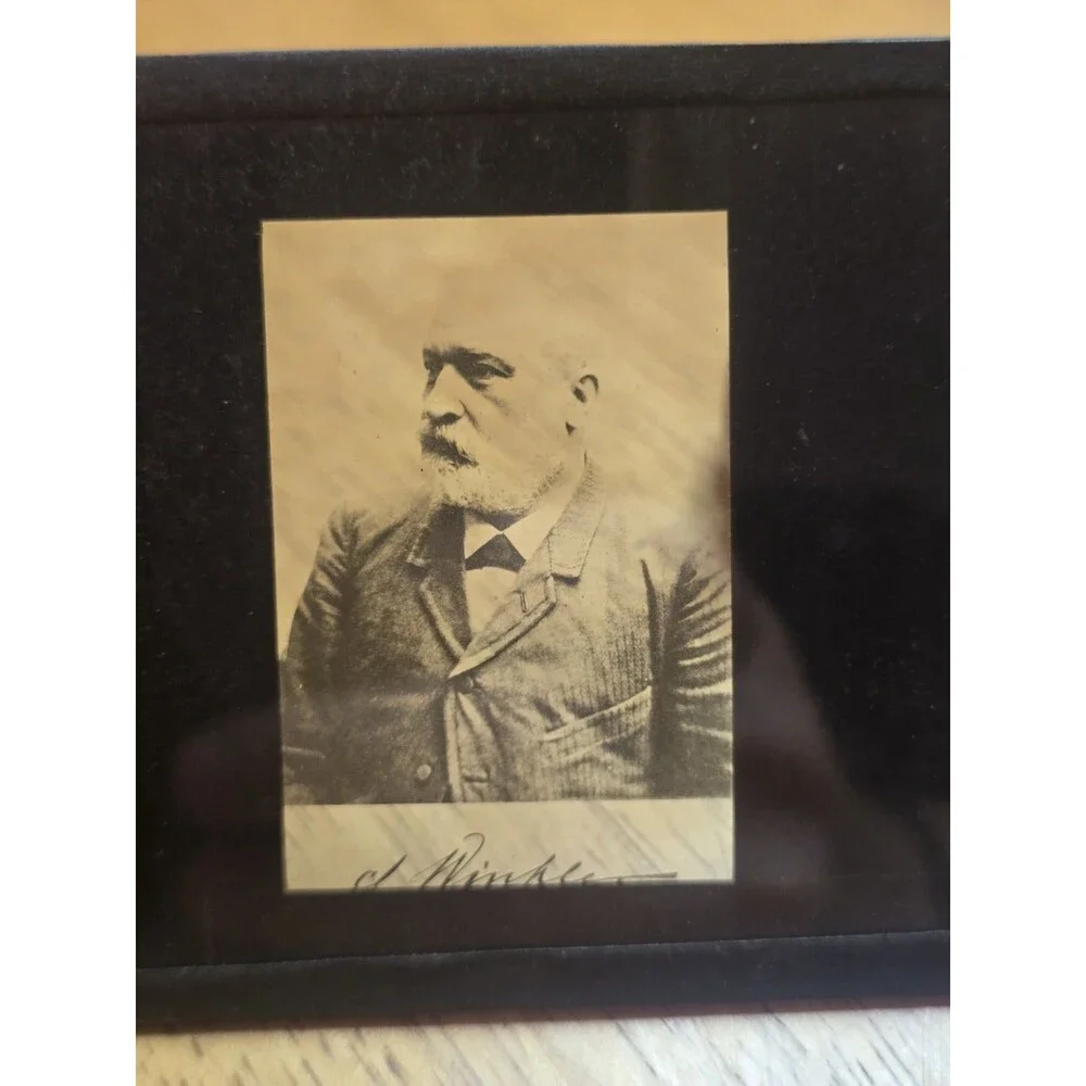 ​7 Vintage Magic Lantern Glass Slides Famous Scientists Mendeleev Daguerre...